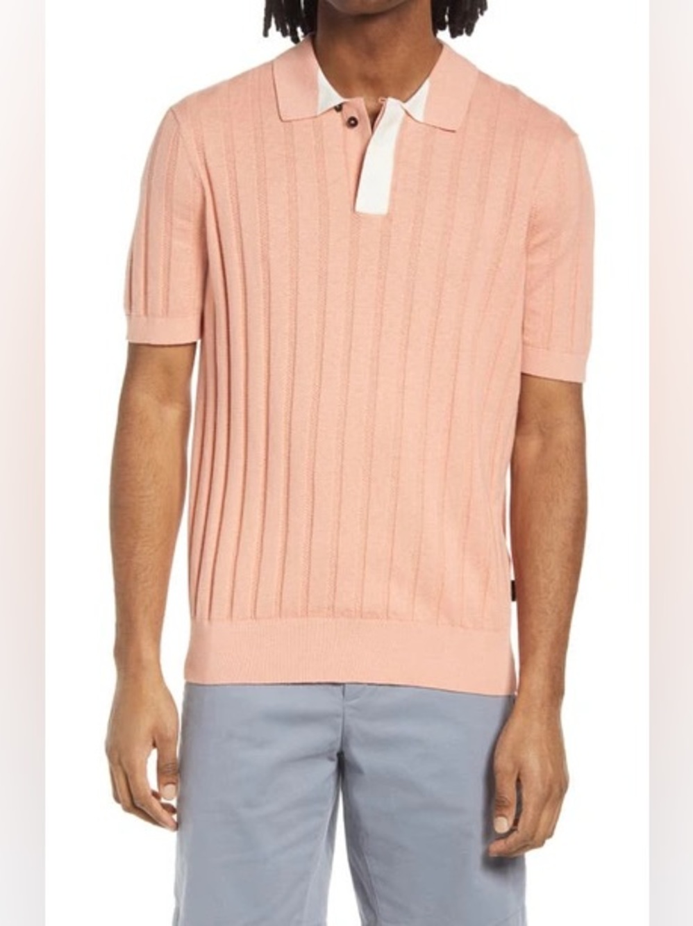 TED BAKER LONDON Warroch Cotton, Silk & Linen Rib Polo